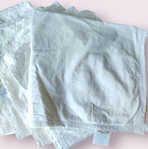 8pc SHABBY CHIC Vintage  Cotton Napkins 18x18 White Lace Trim